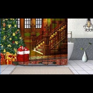 Dekoresyon 4 Pcs Christmas Shower Curtain Set
